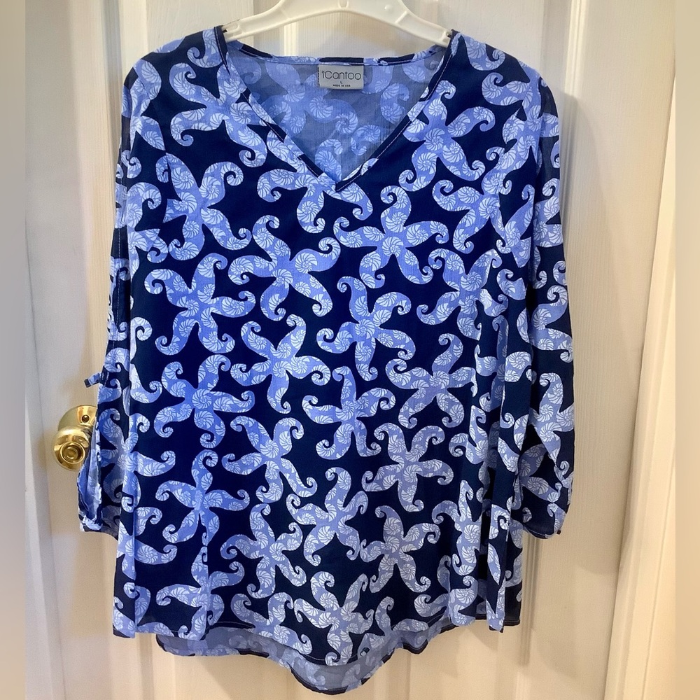 Icantoo Blue Starfish Long Sleeve Top - L